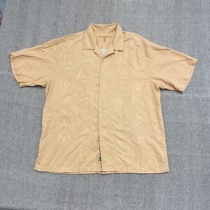Tommy Bahama Silk hawaiian shirt mens XL yellow leaf button up